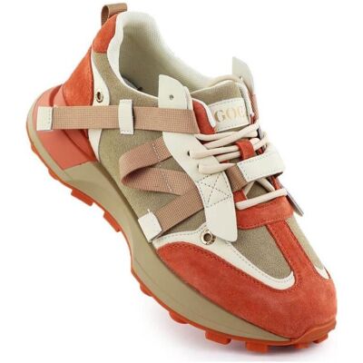 GOE, Damen, Sneakers, Women's beige and orange leather sneakers RR2N4064, Orange, Beige, (40) GOE, Damen, Sneakers, Women's beige and orange leather sneakers RR2N4064, Orange, Beige, (40)
