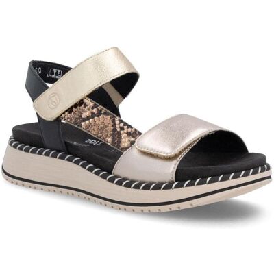 Rieker, Damen, Sandalen, Damen-Plateausandalen aus Leder, Gold, (38) Rieker, Damen, Sandalen, Damen-Plateausandalen aus Leder, Gold, (38)