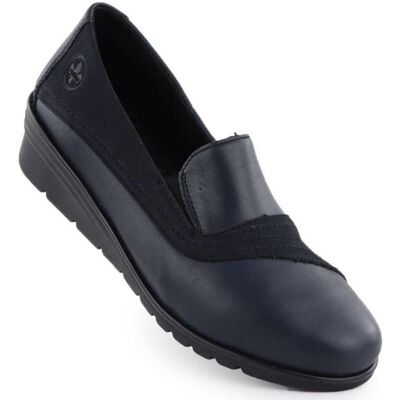 Rieker, Damen, Halbschuhe, Damen-Keilschuhe aus Leder in Marineblau, Blau, (42) Rieker, Damen, Halbschuhe, Damen-Keilschuhe aus Leder in Marineblau, Blau, (42)