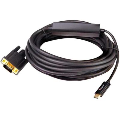Club 3D USB Typ C — VGA (5 m), Videokabel, Schwarz Club 3D USB Typ C — VGA (5 m), Videokabel, Schwarz