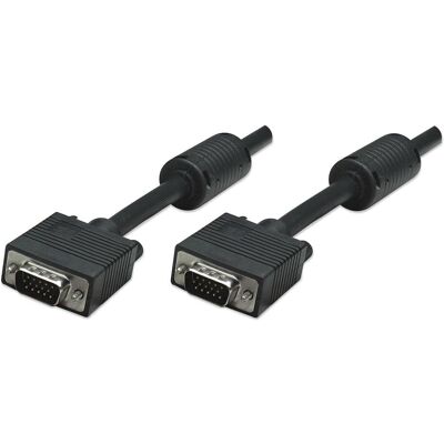 Manhattan Monitorkabel mit Ferritkernen, HD15 Stecker auf HD15 Stecker mit Ferritkern (10 m), Videokabel, Schwarz Manhattan Monitorkabel mit Ferritkernen, HD15 Stecker auf HD15 Stecker mit Ferritkern (10 m), Videokabel, Schwarz