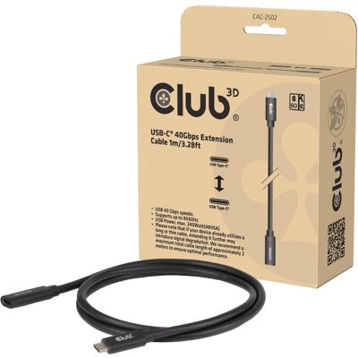 Club 3D Club3D Kabel USB 4 Typ C 1m Verlängerung 40Gbps St/Bu (1 m, USB 4, 240 W), USB Kabel Club 3D Club3D Kabel USB 4 Typ C 1m Verlängerung 40Gbps St/Bu (1 m, USB 4, 240 W), USB Kabel