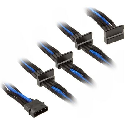 Silverstone SST-PP07-BTSBA - Netzteilverlängerungskabel 30cm Molex auf 4X SATA, schwarz/blau (30 cm), Interne Kabel (PC) Silverstone SST-PP07-BTSBA - Netzteilverlängerungskabel 30cm Molex auf 4X SATA, schwarz/blau (30 cm), Interne Kabel (PC)
