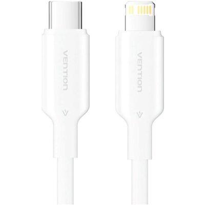 Vention USB 2.0 Type-C Male to Lightning Male 3A Cable 1M White PVC Type (1 m, USB 2.0, 27 W), USB Kabel Vention USB 2.0 Type-C Male to Lightning Male 3A Cable 1M White PVC Type (1 m, USB 2.0, 27 W), USB Kabel