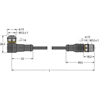 Turck Verbindungsleitung (5 m), Stromkabel, Gelb Turck Verbindungsleitung (5 m), Stromkabel, Gelb