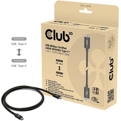 Club 3D Club3D Kabel USB C zertifi. PD240W/4K540Hz/80Gbps 1,2m St/St retail (1.20 m, USB 4, 240 W), USB Kabel Club 3D Club3D Kabel USB C zertifi. PD240W/4K540Hz/80Gbps 1,2m St/St retail (1.20 m, USB 4, 240 W), USB Kabel