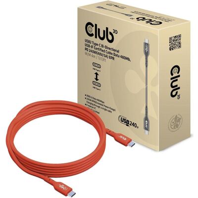 Club 3D Club3D Kabel USB 2 Typ C PD 240W / 480Mb 4m St/St retail (4 m, USB 2.0, 240 W), USB Kabel Club 3D Club3D Kabel USB 2 Typ C PD 240W / 480Mb 4m St/St retail (4 m, USB 2.0, 240 W), USB Kabel