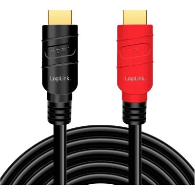 LogiLink CHV0100 HDMI-Kabel A/M to A/M, 4K/60 Hz, AMP, black, 10 m (10 m), Videokabel, Rot, Schwarz LogiLink CHV0100 HDMI-Kabel A/M to A/M, 4K/60 Hz, AMP, black, 10 m (10 m), Videokabel, Rot, Schwarz