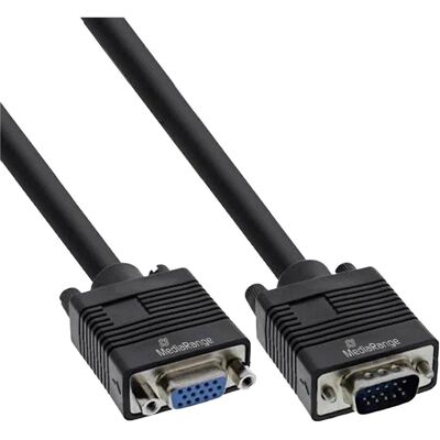 MediaRange VGA Verlängerungskabel, VGA (HD15) Stecker auf Buchse, 2m Kabellänge, Schwarz (2 m), Videokabel, Schwarz MediaRange VGA Verlängerungskabel, VGA (HD15) Stecker auf Buchse, 2m Kabellänge, Schwarz (2 m), Videokabel, Schwarz