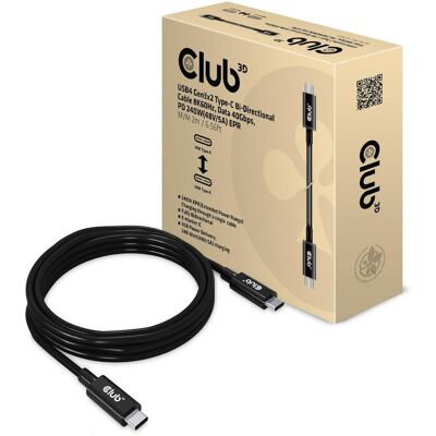 Club 3D Kabel USB 3.2 C (St) => C (St) 2,0m ** Aktiv bidirektional 8K60Hz (2 m, USB 4, 240 W), USB Kabel Club 3D Kabel USB 3.2 C (St) => C (St) 2,0m ** Aktiv bidirektional 8K60Hz (2 m, USB 4, 240 W), USB Kabel