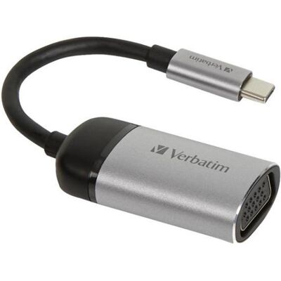 Verbatim USB Typ-C zu (VGA, 5 cm), Data + Video Adapter, Grau, Schwarz Verbatim USB Typ-C zu (VGA, 5 cm), Data + Video Adapter, Grau, Schwarz