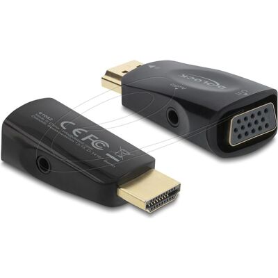 Delock HDMI zu VGA Adapter mit Audio (HDMI, VGA), Video Adapter, Schwarz Delock HDMI zu VGA Adapter mit Audio (HDMI, VGA), Video Adapter, Schwarz