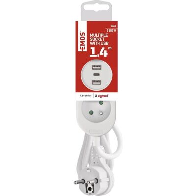 Emos, Verlängerungskabel, P0211E Prodlužovací kabel 1,4 m / 2 (1.40 m, USB-A, USB-C) Emos, Verlängerungskabel, P0211E Prodlužovací kabel 1,4 m / 2 (1.40 m, USB-A, USB-C)