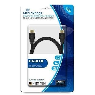 MediaRange CABLE HDMI-HDMI 1.8M/MRCS156 (1.80 m), Videokabel, Schwarz MediaRange CABLE HDMI-HDMI 1.8M/MRCS156 (1.80 m), Videokabel, Schwarz
