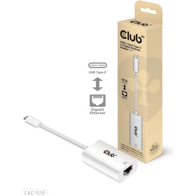 Club 3D USB3.2 Gen1 Typ-C zu RJ-45 (USB 3.2, RJ45 (1x)), Netzwerkadapter, Weiss Club 3D USB3.2 Gen1 Typ-C zu RJ-45 (USB 3.2, RJ45 (1x)), Netzwerkadapter, Weiss