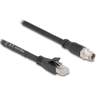 Delock M12 Kabel X-kodiert 8 Pin Stecker zu RJ45 Stecker Cat (S/FTP, CAT5e, 1 m), Netzwerkkabel Delock M12 Kabel X-kodiert 8 Pin Stecker zu RJ45 Stecker Cat (S/FTP, CAT5e, 1 m), Netzwerkkabel