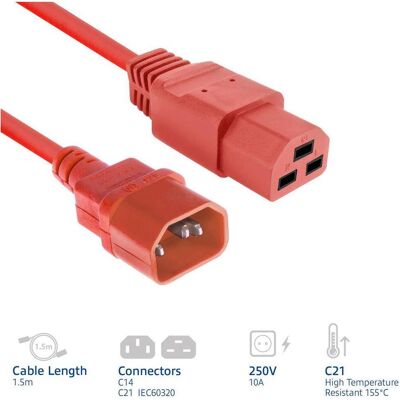 ACT Powercord C14 - C21 IEC60320 red 1.5 m (1.50 m), Stromkabel, Rot ACT Powercord C14 - C21 IEC60320 red 1.5 m (1.50 m), Stromkabel, Rot