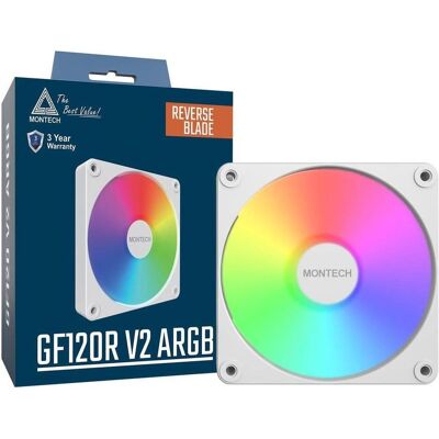 Montech CASE FAN 120MM/GF120R V2 ARGB PWM (W) (120 mm, 1x), PC Lüfter, Weiss Montech CASE FAN 120MM/GF120R V2 ARGB PWM (W) (120 mm, 1x), PC Lüfter, Weiss