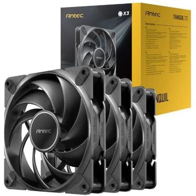 Antec Tranquil 120, 120 mm x 25 mm Gehäuselüfter, PWM-Lüfter, 2000 U/min, 59,23 CFM, 2,46 mmHO, 4-p (120 mm, 3x), PC Lüfter, Schwarz Antec Tranquil 120, 120 mm x 25 mm Gehäuselüfter, PWM-Lüfter, 2000 U/min, 59,23 CFM, 2,46 mmHO, 4-p (120 mm, 3x), PC Lüfter, Schwarz