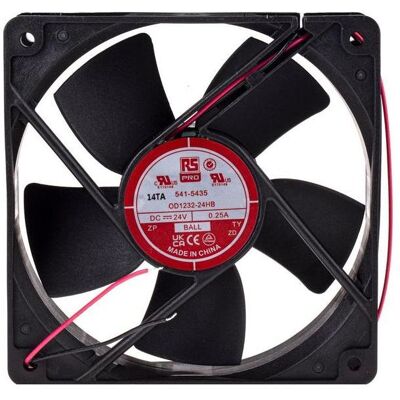 RS PRO Lüfter 120x120x32mm 24VDC 10,8W 204m³/h (120 mm), PC Lüfter, Schwarz RS PRO Lüfter 120x120x32mm 24VDC 10,8W 204m³/h (120 mm), PC Lüfter, Schwarz