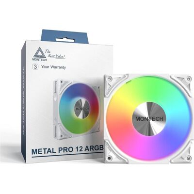 Montech METAL PRO 12 ARGB (W) (120 mm, 1x), PC Lüfter, Weiss Montech METAL PRO 12 ARGB (W) (120 mm, 1x), PC Lüfter, Weiss