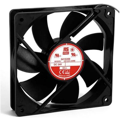 RS PRO Lüfter 120x120x25mm 24VDC 4,1W 141m³/h (120 mm), PC Lüfter, Schwarz RS PRO Lüfter 120x120x25mm 24VDC 4,1W 141m³/h (120 mm), PC Lüfter, Schwarz