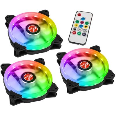 Raijintek Iris 12 Rainbow A-RGB LED-Lüfter, 3er Set inkl. Controller (120 mm, 3x), PC Lüfter, Schwarz Raijintek Iris 12 Rainbow A-RGB LED-Lüfter, 3er Set inkl. Controller (120 mm, 3x), PC Lüfter, Schwarz