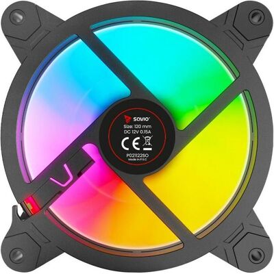 Savio Wentylator FAN-01 4-pack 120mm ARGB wraz kontrolerem oraz pilotem (120 mm, 4x), PC Lüfter, Schwarz Savio Wentylator FAN-01 4-pack 120mm ARGB wraz kontrolerem oraz pilotem (120 mm, 4x), PC Lüfter, Schwarz