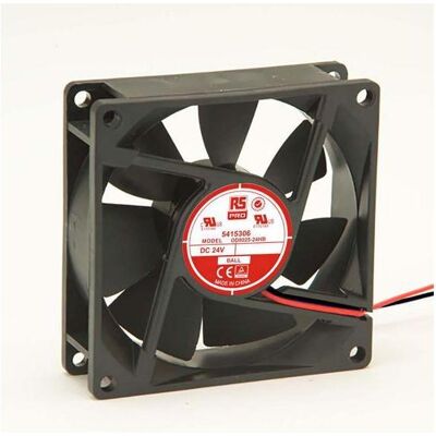 RS PRO Lüfter 80x80x25mm 24VDC 3,8W 68m³/h (80 mm), PC Lüfter, Schwarz RS PRO Lüfter 80x80x25mm 24VDC 3,8W 68m³/h (80 mm), PC Lüfter, Schwarz
