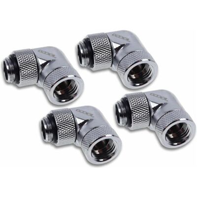 Alphacool Eiszapfen Winkeladapter 90?? drehbar G1/4 AG auf G1/4 IG - 4pcs Set Chrome, Wasserkühlung Anschluss, Silber Alphacool Eiszapfen Winkeladapter 90?? drehbar G1/4 AG auf G1/4 IG - 4pcs Set Chrome, Wasserkühlung Anschluss, Silber