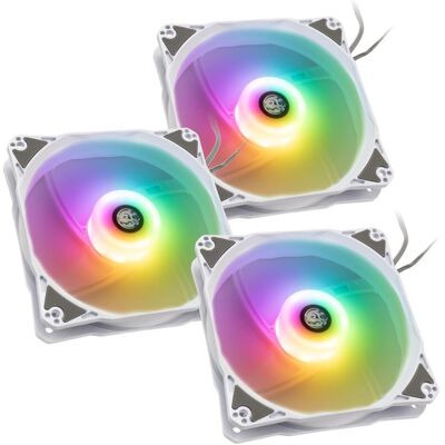 Bitspower Notos RGB PWM Lüfer, 120mm - weiss, 3er-Pack (120 mm, 3x), PC Lüfter, Weiss Bitspower Notos RGB PWM Lüfer, 120mm - weiss, 3er-Pack (120 mm, 3x), PC Lüfter, Weiss