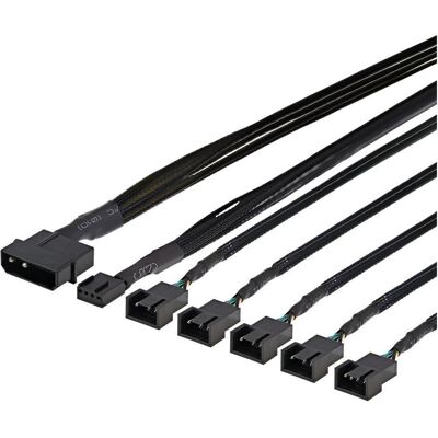 Deltaco splitter för PWM-flaektar 4-pin till 5x4-pin ho Molex ström (5 Lüfter), Lüftersteuerung, Schwarz Deltaco splitter för PWM-flaektar 4-pin till 5x4-pin ho Molex ström (5 Lüfter), Lüftersteuerung, Schwarz