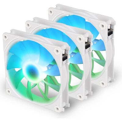 Blackstorm Luna UF120 ARGB PWM Fan Pack, white, 120 mm, pack of 3 (120 mm, 3x), PC Lüfter, Weiss Blackstorm Luna UF120 ARGB PWM Fan Pack, white, 120 mm, pack of 3 (120 mm, 3x), PC Lüfter, Weiss