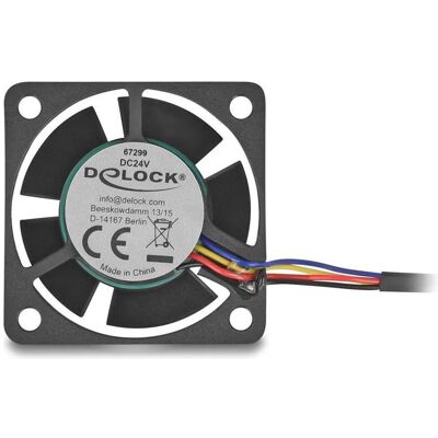 Delock Axiallüfter 24 V DC, 40 x 40 x 20 mm schwarz (40 mm, 1x), PC Lüfter, Schwarz Delock Axiallüfter 24 V DC, 40 x 40 x 20 mm schwarz (40 mm, 1x), PC Lüfter, Schwarz