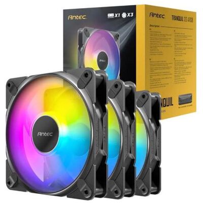 Antec Tranquil 120mm ARGB 3 Lüfter (120 mm, 3x), PC Lüfter, Schwarz Antec Tranquil 120mm ARGB 3 Lüfter (120 mm, 3x), PC Lüfter, Schwarz