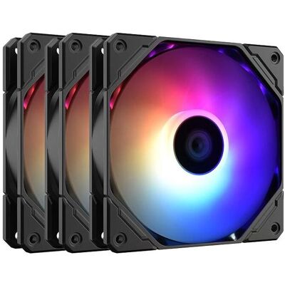 ID-Cooling Set of 3 TF-12025 Pro 120mm fans black aRGB lighting (120 mm, 3x), PC Lüfter, Schwarz ID-Cooling Set of 3 TF-12025 Pro 120mm fans black aRGB lighting (120 mm, 3x), PC Lüfter, Schwarz