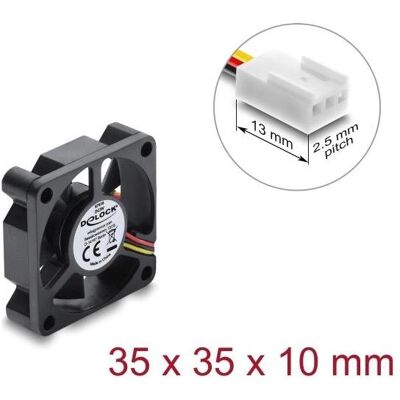 Delock Axiallüfter 5 V DC, 35 x 35 x 10 mm, schwarz, PC Lüfter, Schwarz Delock Axiallüfter 5 V DC, 35 x 35 x 10 mm, schwarz, PC Lüfter, Schwarz