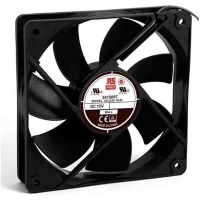 RS PRO Lüfter 120x120x25mm 12VDC 2,4W 76,5m³/h (120 mm), PC Lüfter, Schwarz RS PRO Lüfter 120x120x25mm 12VDC 2,4W 76,5m³/h (120 mm), PC Lüfter, Schwarz
