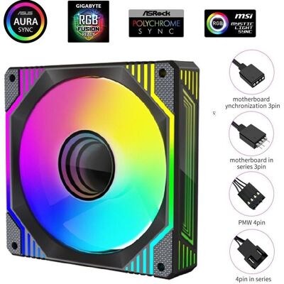1st Cool 1stCOOL AURA EVO Mirror ARGB PWM fan 12cm black (120 mm), PC Lüfter, Schwarz 1st Cool 1stCOOL AURA EVO Mirror ARGB PWM fan 12cm black (120 mm), PC Lüfter, Schwarz