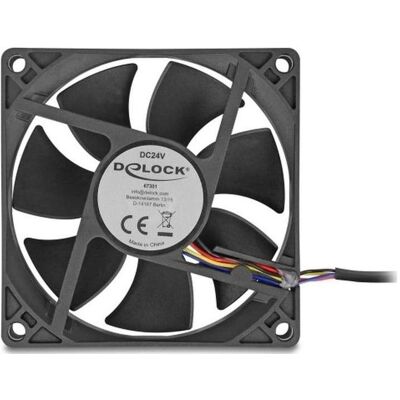 Delock Axiallüfter 24 V DC, 80 x 80 x 25 mm schwarz (80 mm, 1x), PC Lüfter, Schwarz Delock Axiallüfter 24 V DC, 80 x 80 x 25 mm schwarz (80 mm, 1x), PC Lüfter, Schwarz