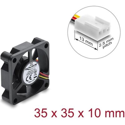Delock Axiallüfter 5 V DC, 35 x 35 x 10 mm, schwarz (1x), PC Lüfter, Schwarz Delock Axiallüfter 5 V DC, 35 x 35 x 10 mm, schwarz (1x), PC Lüfter, Schwarz