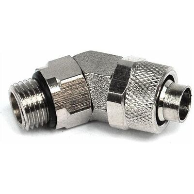 Aquatuning 13/10mm Anschraubtülle 45° drehbar, Wasserkühlung Anschluss, Silber Aquatuning 13/10mm Anschraubtülle 45° drehbar, Wasserkühlung Anschluss, Silber