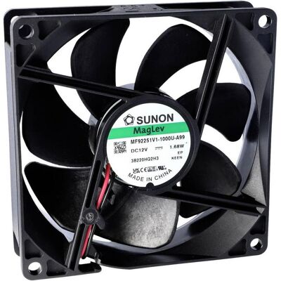 Sunon EF92252S1-1000U-A99 Axiallüfter 24 V/DC 87.47 m³/h (L x B x H) 25 x 92 x 9 (92 mm), PC Lüfter, Schwarz Sunon EF92252S1-1000U-A99 Axiallüfter 24 V/DC 87.47 m³/h (L x B x H) 25 x 92 x 9 (92 mm), PC Lüfter, Schwarz