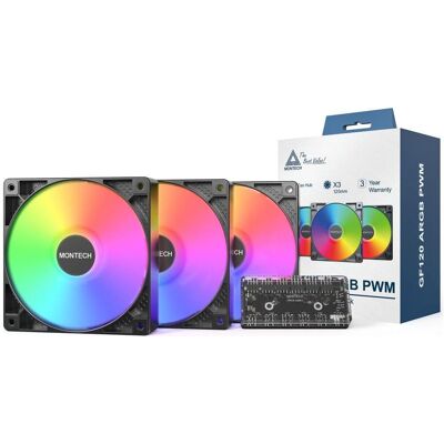 Montech GF120 PWM (120 mm, 3x), PC Lüfter, Schwarz Montech GF120 PWM (120 mm, 3x), PC Lüfter, Schwarz