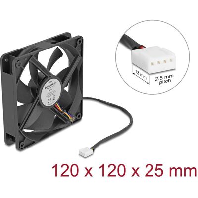 Delock Axiallüfter 24 V DC, 120 x 120 x 25 mm schwarz (120 mm, 1x), PC Lüfter, Schwarz Delock Axiallüfter 24 V DC, 120 x 120 x 25 mm schwarz (120 mm, 1x), PC Lüfter, Schwarz