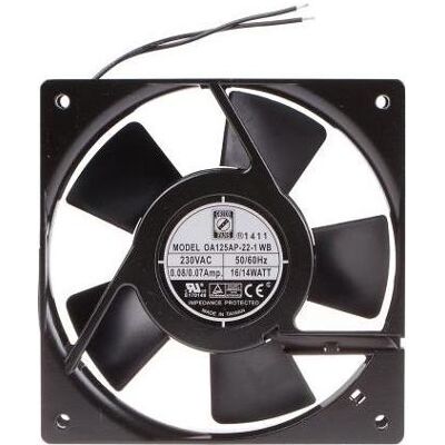 RS PRO AC ball bearing fan,120mm 138cu.m/h 230V (120 mm), PC Lüfter, Schwarz RS PRO AC ball bearing fan,120mm 138cu.m/h 230V (120 mm), PC Lüfter, Schwarz