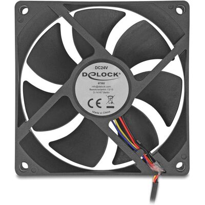 Delock Axiallüfter 24 V DC, 92 x 92 x 25 mm schwarz (92 mm, 1x), PC Lüfter, Schwarz Delock Axiallüfter 24 V DC, 92 x 92 x 25 mm schwarz (92 mm, 1x), PC Lüfter, Schwarz