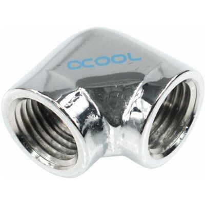 Alphacool HF L-Verbinder G1/4 IG auf G1/4 IG Chrome, Wasserkühlung Anschluss, Silber Alphacool HF L-Verbinder G1/4 IG auf G1/4 IG Chrome, Wasserkühlung Anschluss, Silber