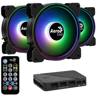 Aerocool Saturn 12F ARGB Pro Hauptplatine Ventilator (120 mm, 3x), PC Lüfter, Schwarz Aerocool Saturn 12F ARGB Pro Hauptplatine Ventilator (120 mm, 3x), PC Lüfter, Schwarz