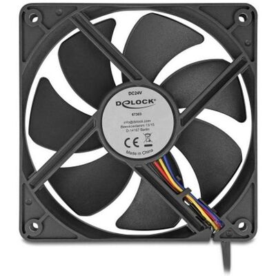 Delock Axiallüfter 24 V DC, 120 x 120 x 25 mm schwarz (120 mm, 1x), PC Lüfter, Schwarz Delock Axiallüfter 24 V DC, 120 x 120 x 25 mm schwarz (120 mm, 1x), PC Lüfter, Schwarz